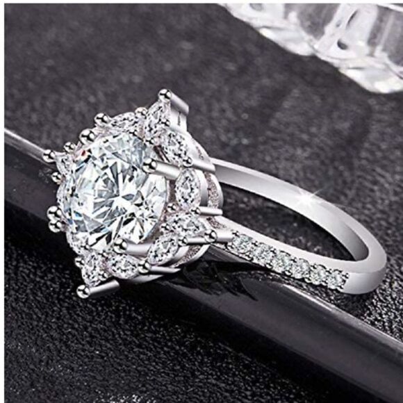 NEW Sterling Silver Diamond White Sapphire Wedding Ring - Picture 3 of 8